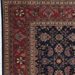 Kashmar rectangular 10' 0" by 14' 0" rug with all-over pattern from India - Navy blue & rust