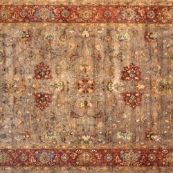 Serapi rectangular 9' 9" by 14' 0" rug with all-over pattern from India - Brown & Rust