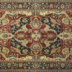 Serapi rectangular 10' 0" by 14' 0" rug with all-over pattern from India - Rust & Navy Blue