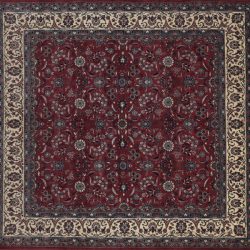 Tabriz square 8' 2" by 8' 4" rug with floral pattern from Pakistan - Rose & Ivory