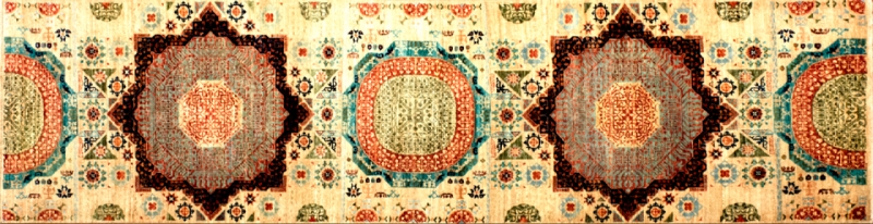 Mamluk runner 2' 7" by 9' 6" rug with geometric pattern from Afghanistan