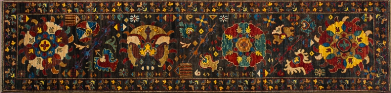 Karabakh runner 2' 6" by 10' 2" rug with all-over pattern from Afghanistan