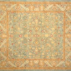 Haji Jalili square 5' 0" by 5' 0" rug with floral pattern from Pakistan - Light Blue & Oak