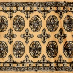 Bokhara runner 2' 2" by 6' 5" rug with geometric pattern from Pakistan - Beige & Black